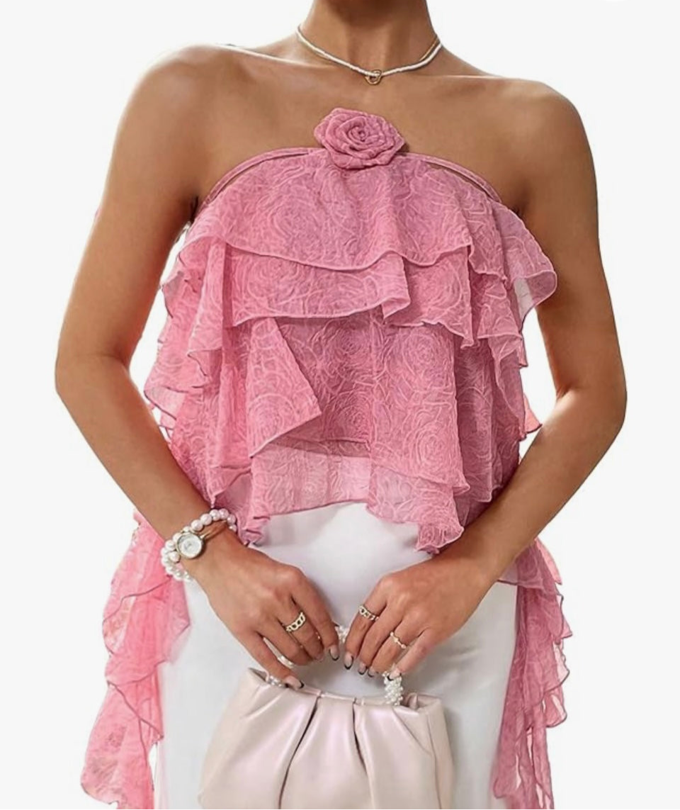 Pink Rose Ruffle top