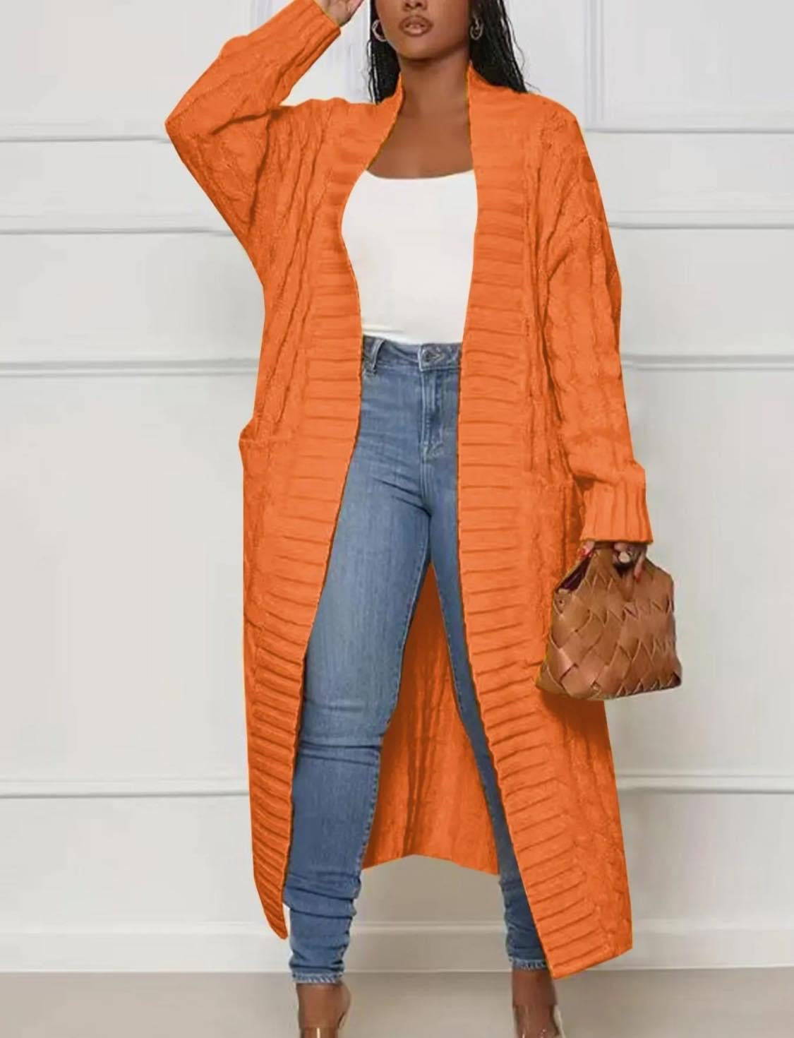 Orange Textured Cardigan