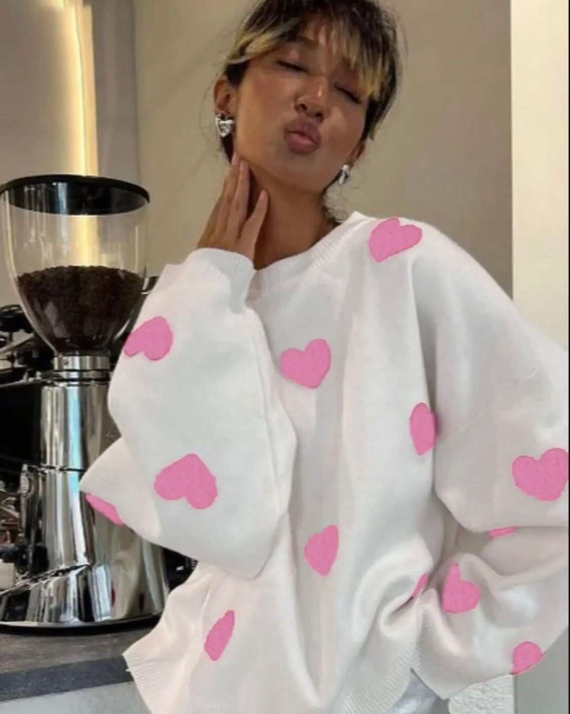 Pink Heart Cozy Sweater