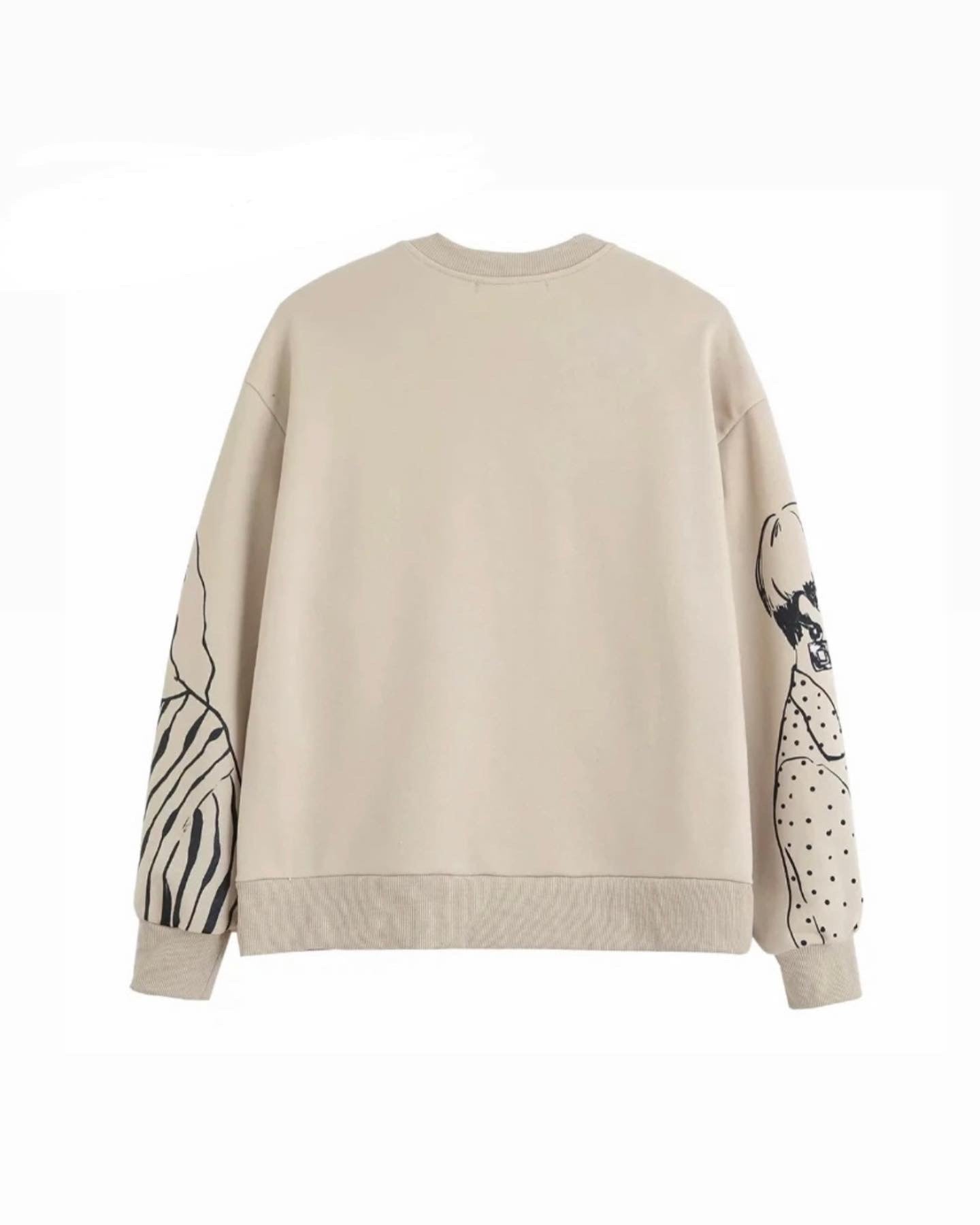 Beige Graphic Sweater