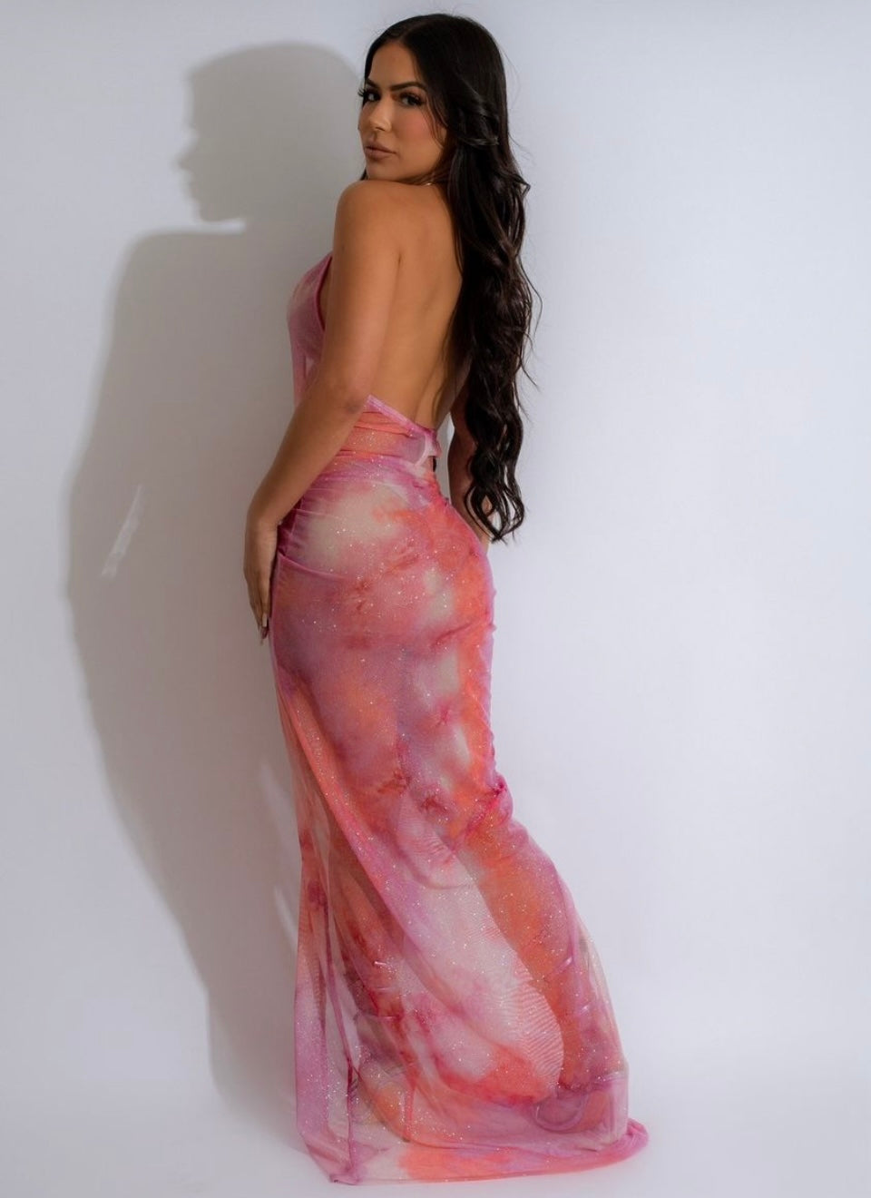 GLITTER RUCHED MAXI DRESS