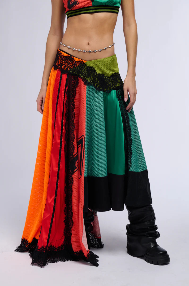 Color Blocking Maxi Skirt