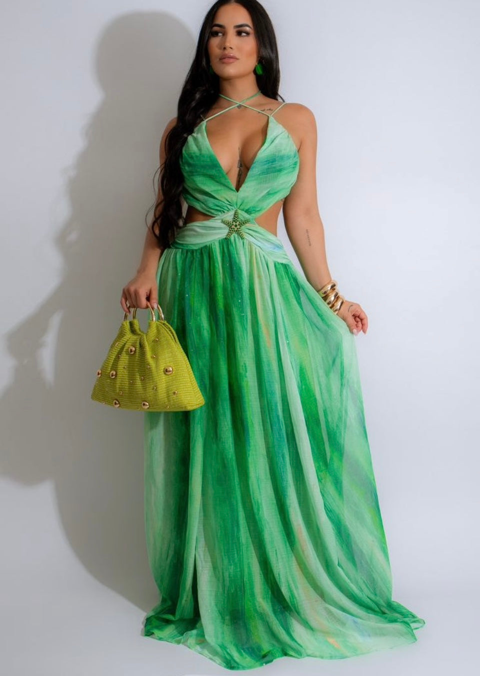 GREEN GLITTER DRESS