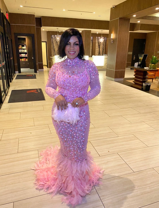 Pink Mermaid Rhinestone Dress