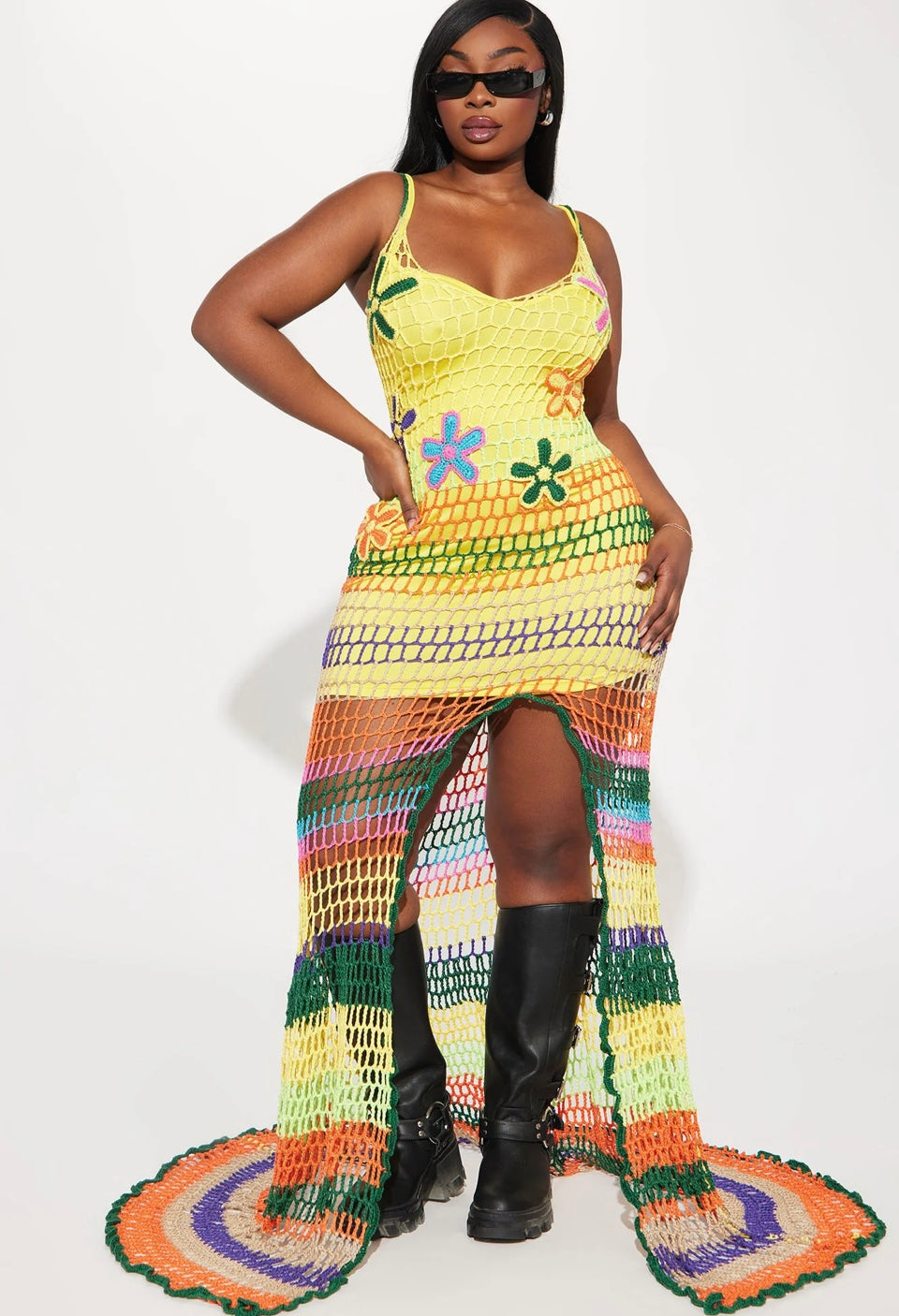 Reggae 3D Flower Crochet Dress