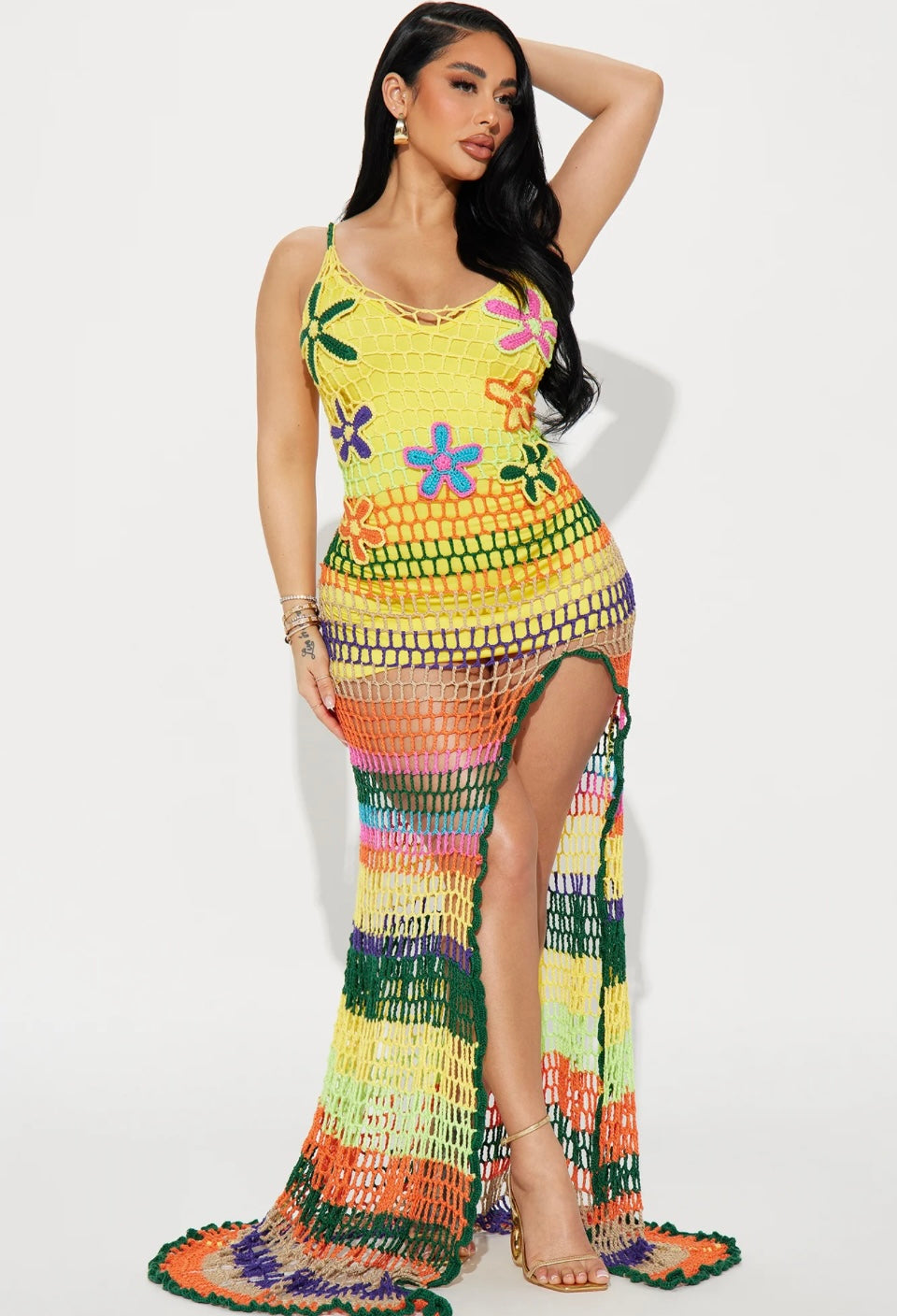 Reggae 3D Flower Crochet Dress