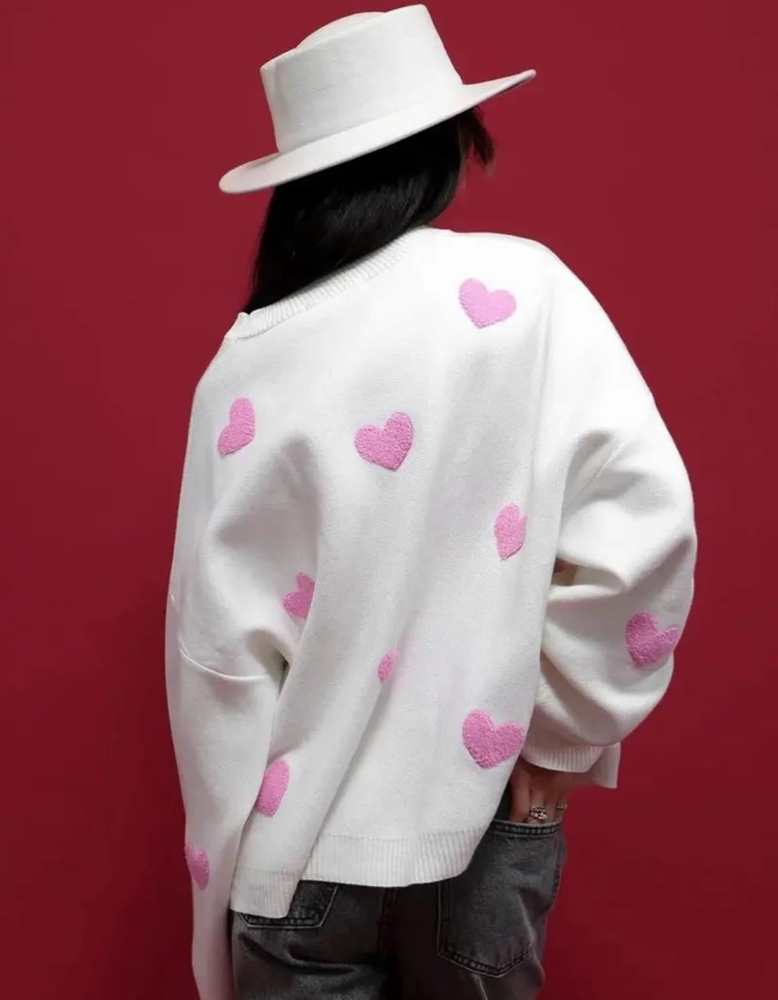 Pink Heart Cozy Sweater